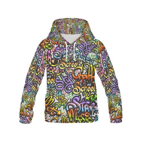 Graffiti Print Pattern Men Pullover Hoodie-grizzshop