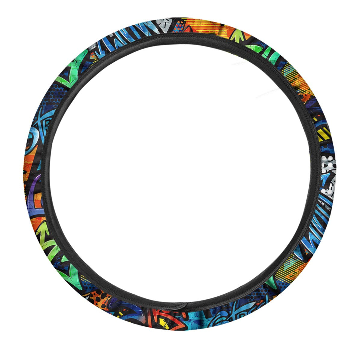 Graffiti Retro Print Pattern Car Steering Wheel Cover-grizzshop