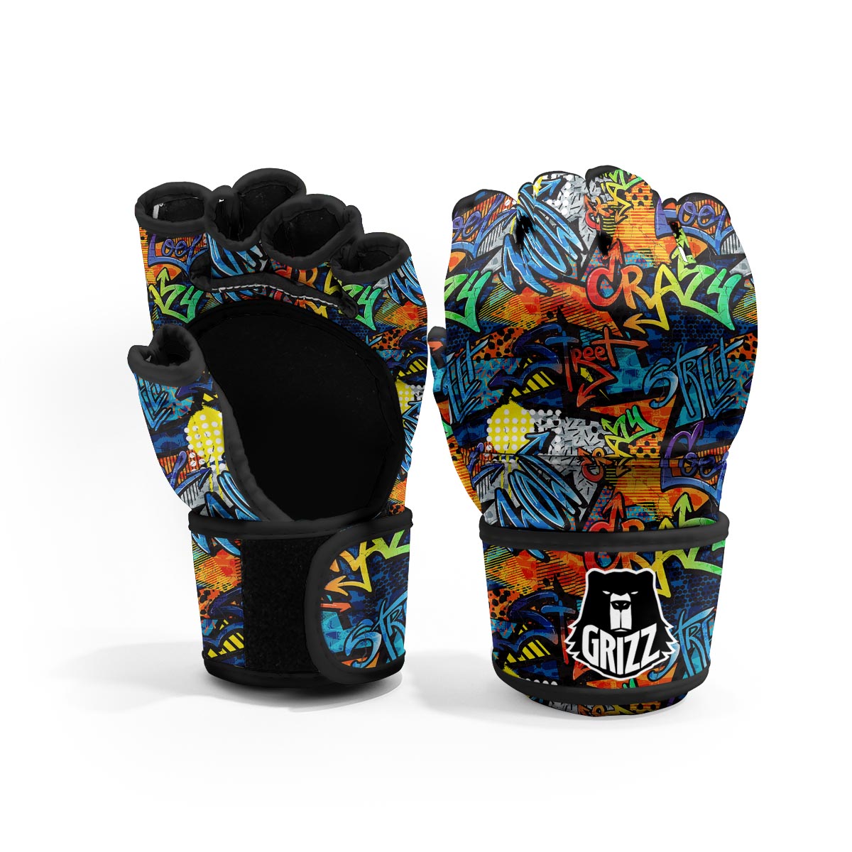 Graffiti Retro Print Pattern MMA Gloves-grizzshop