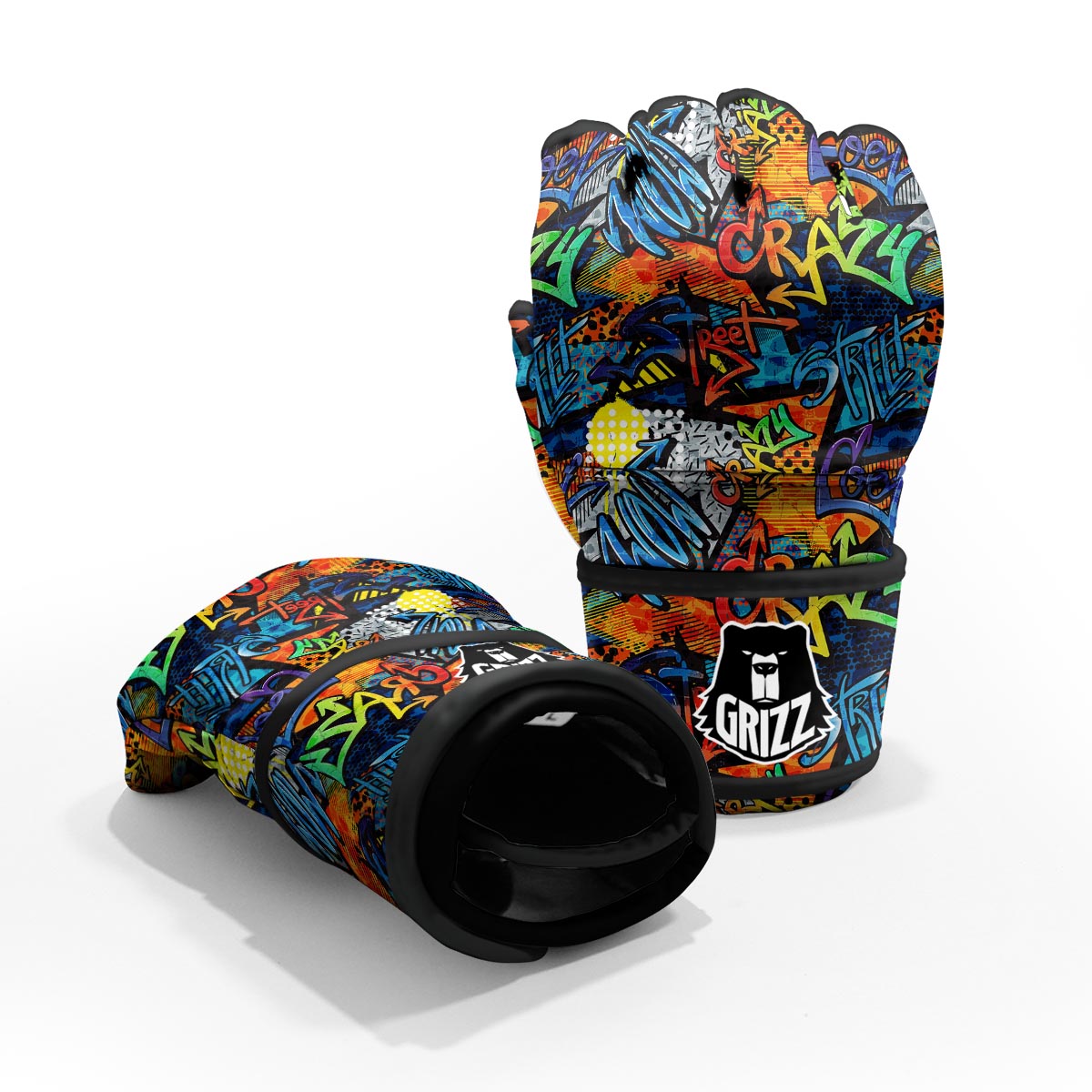 Graffiti Retro Print Pattern MMA Gloves-grizzshop