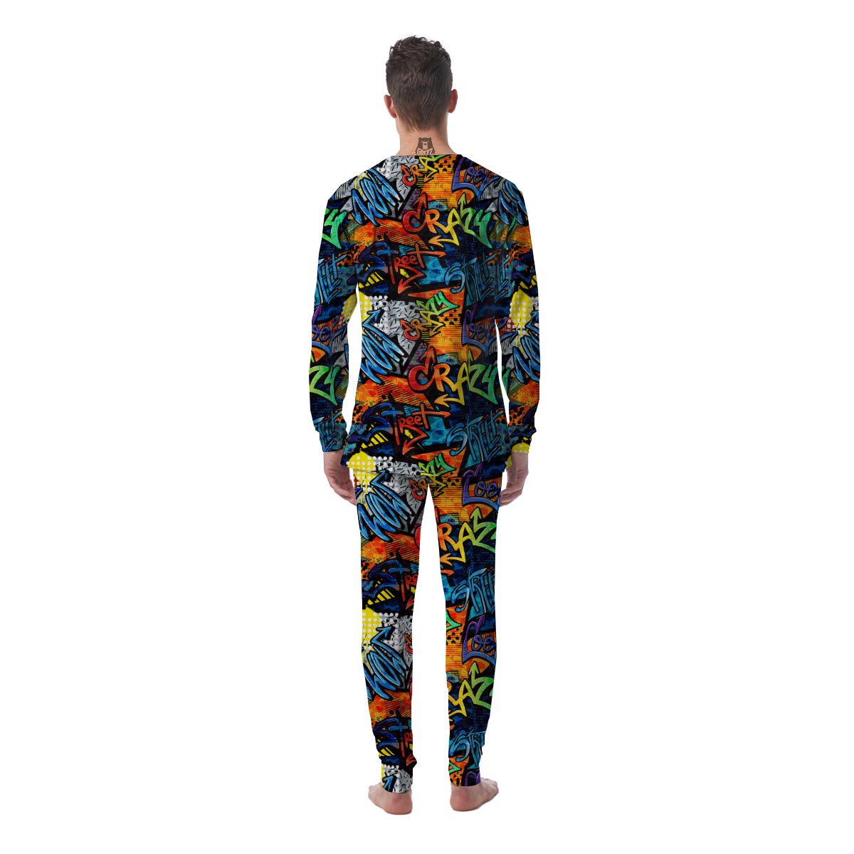 Graffiti Retro Print Pattern Men's Pajamas-grizzshop