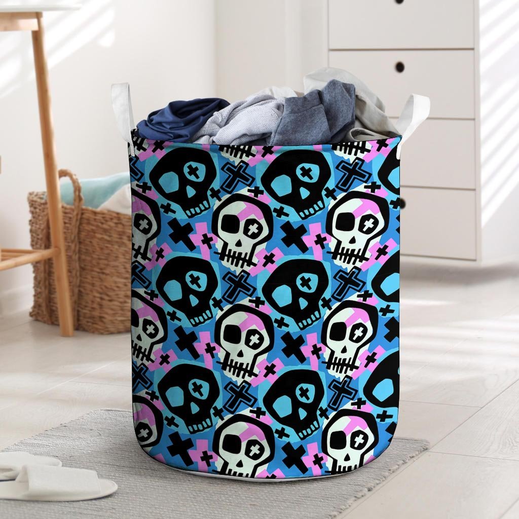 Graffiti Skull Print Laundry Basket-grizzshop