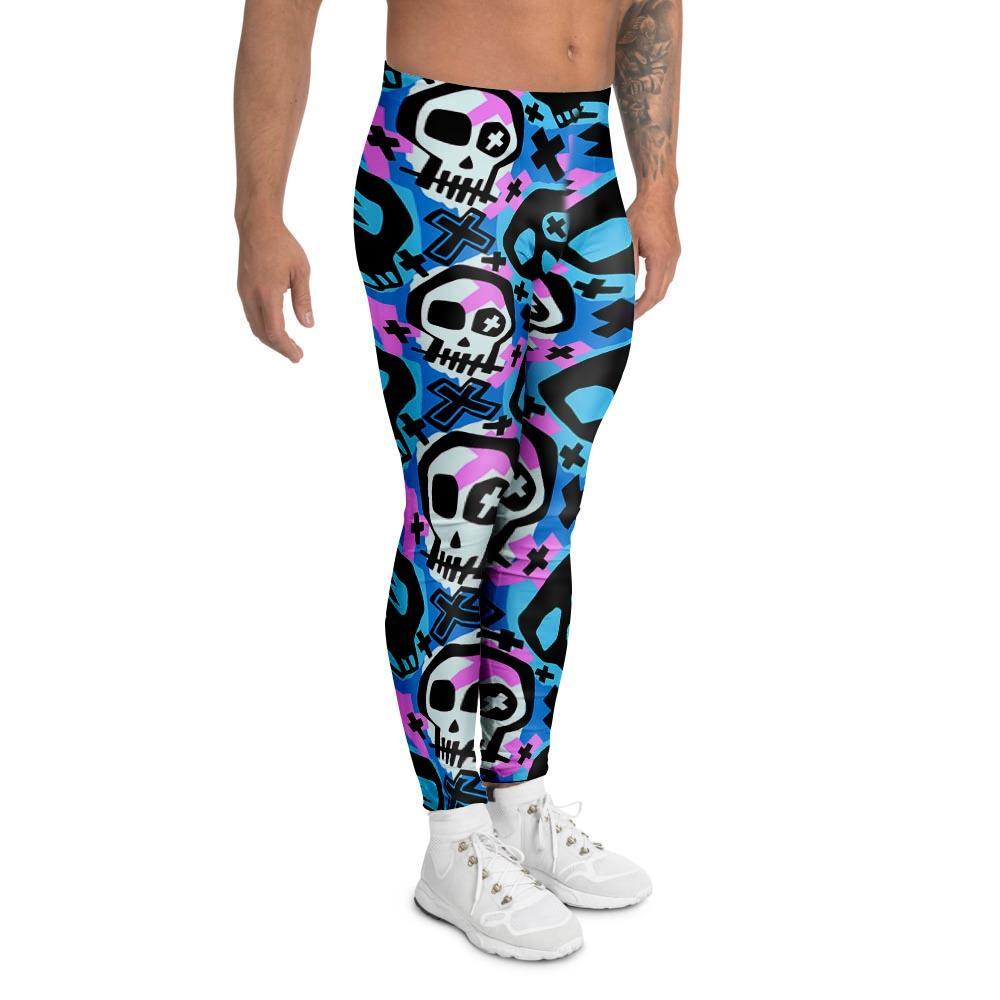 Graffiti Skull Print Men's Leggings-grizzshop