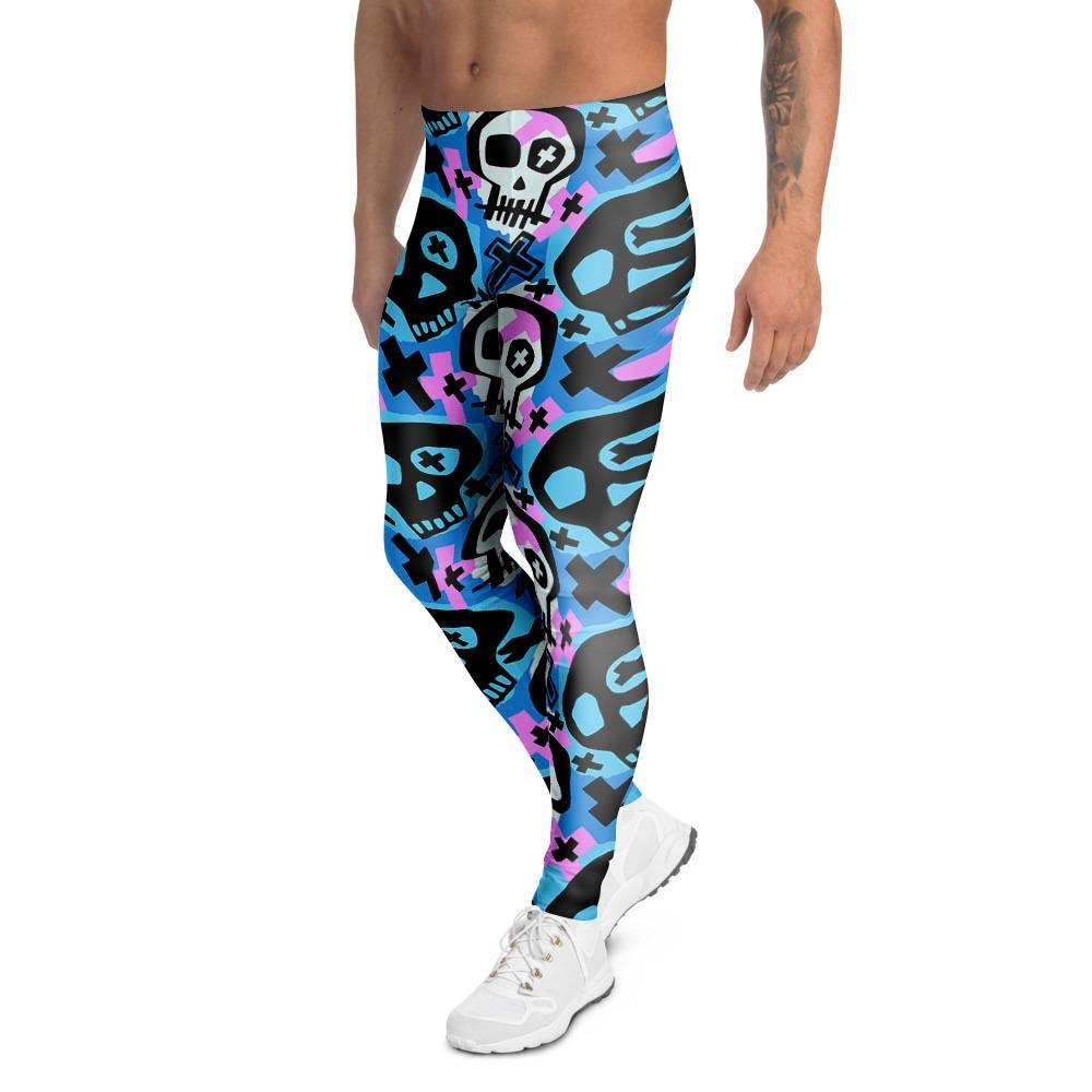 Graffiti Skull Print Men's Leggings-grizzshop