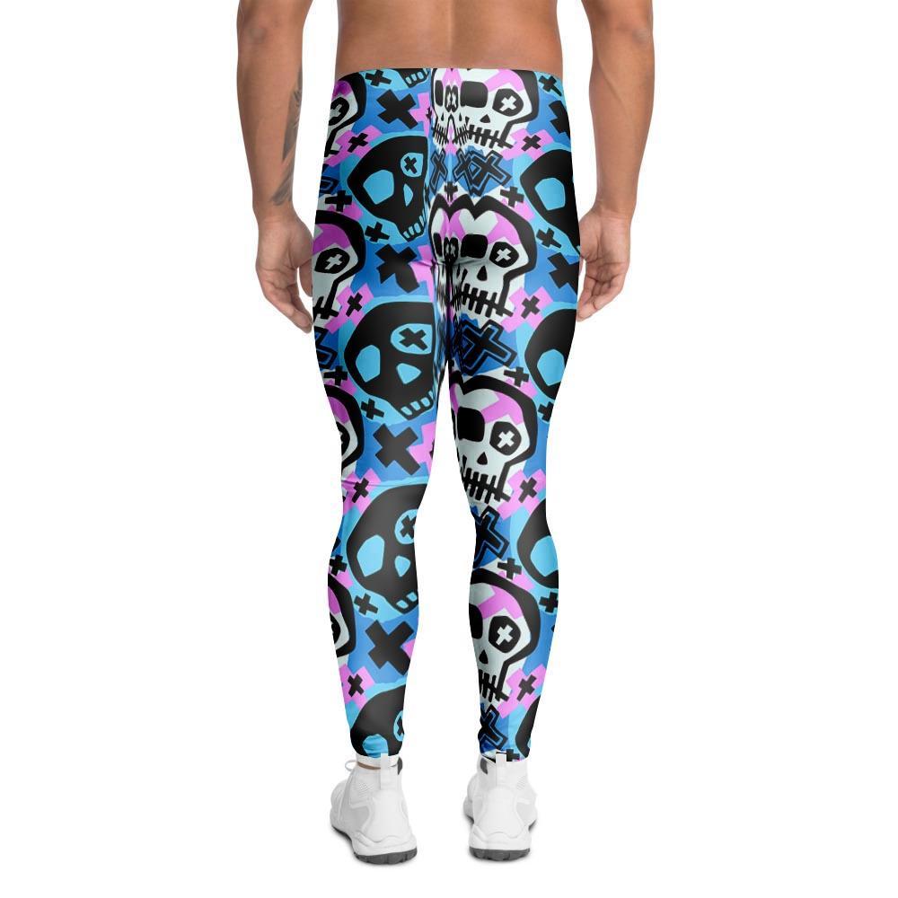 Graffiti Skull Print Men's Leggings-grizzshop