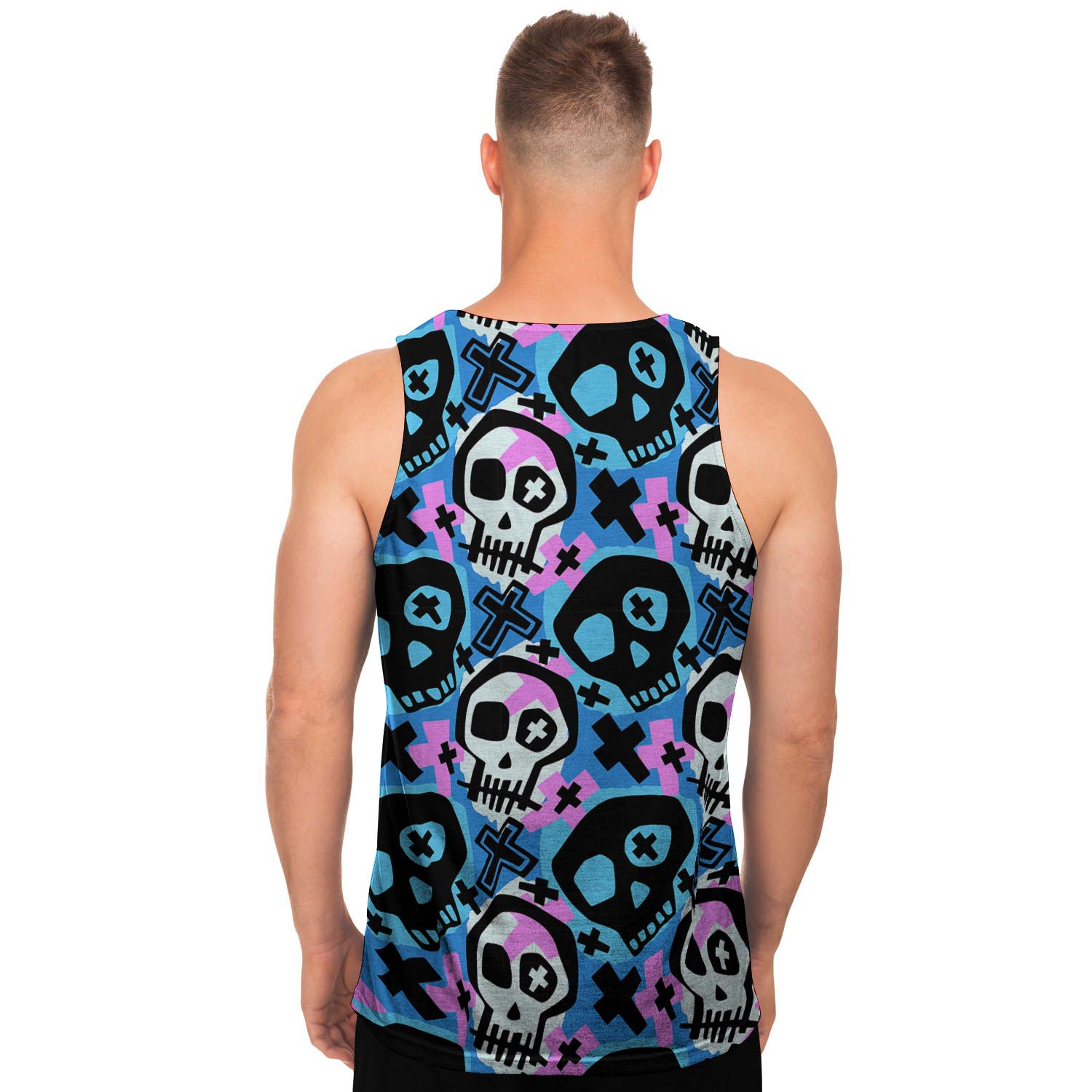 Graffiti Skull Print Men's Tank Tops-grizzshop