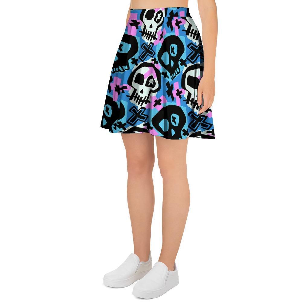 Graffiti Skull Print Women's Skirt-grizzshop