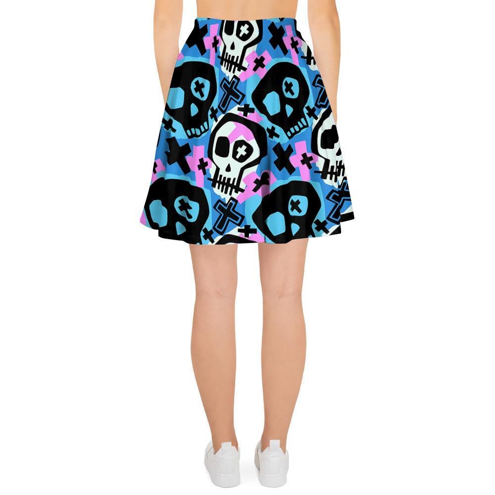 Graffiti Skull Print Women's Skirt-grizzshop