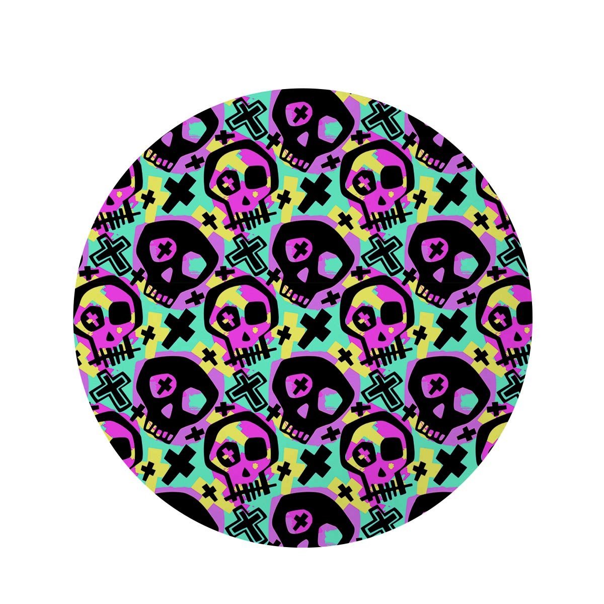Graffiti Skull Round Rug-grizzshop