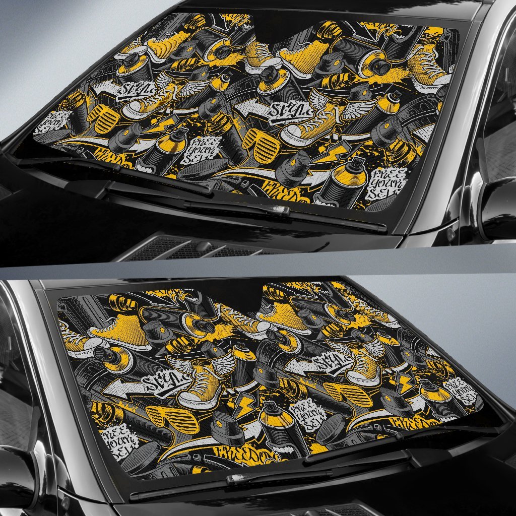 Graffiti Spray Pattern Print Car Sun Shade-grizzshop