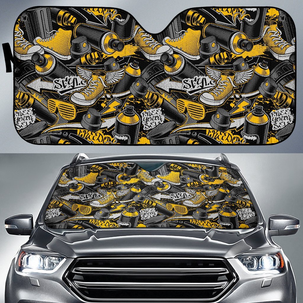 Graffiti Spray Pattern Print Car Sun Shade-grizzshop