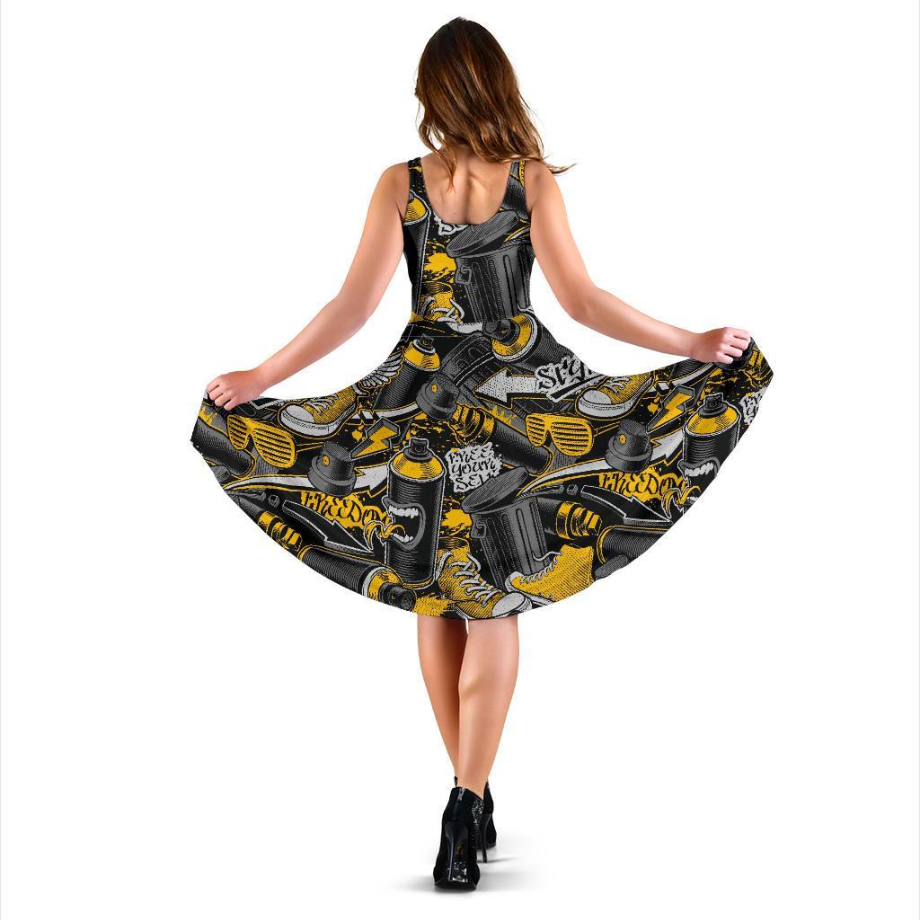 Graffiti Spray Pattern Print Dress-grizzshop
