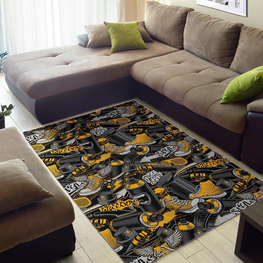 Graffiti Spray Pattern Print Floor Mat-grizzshop