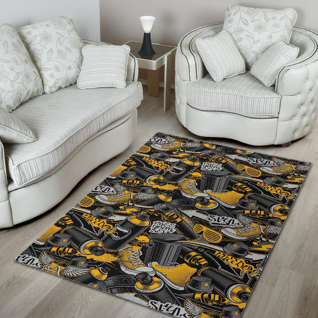 Graffiti Spray Pattern Print Floor Mat-grizzshop