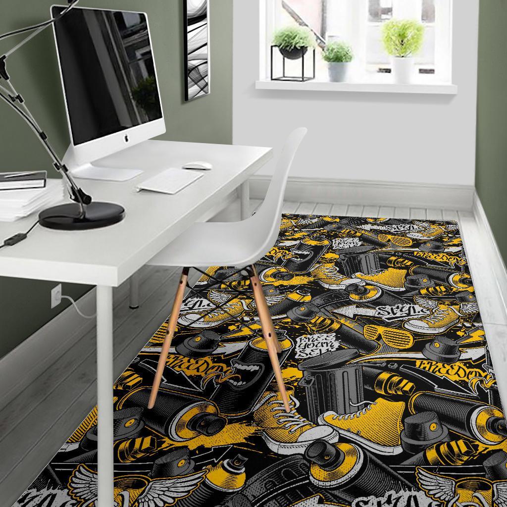 Graffiti Spray Pattern Print Floor Mat-grizzshop