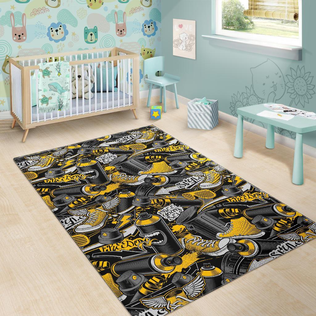 Graffiti Spray Pattern Print Floor Mat-grizzshop