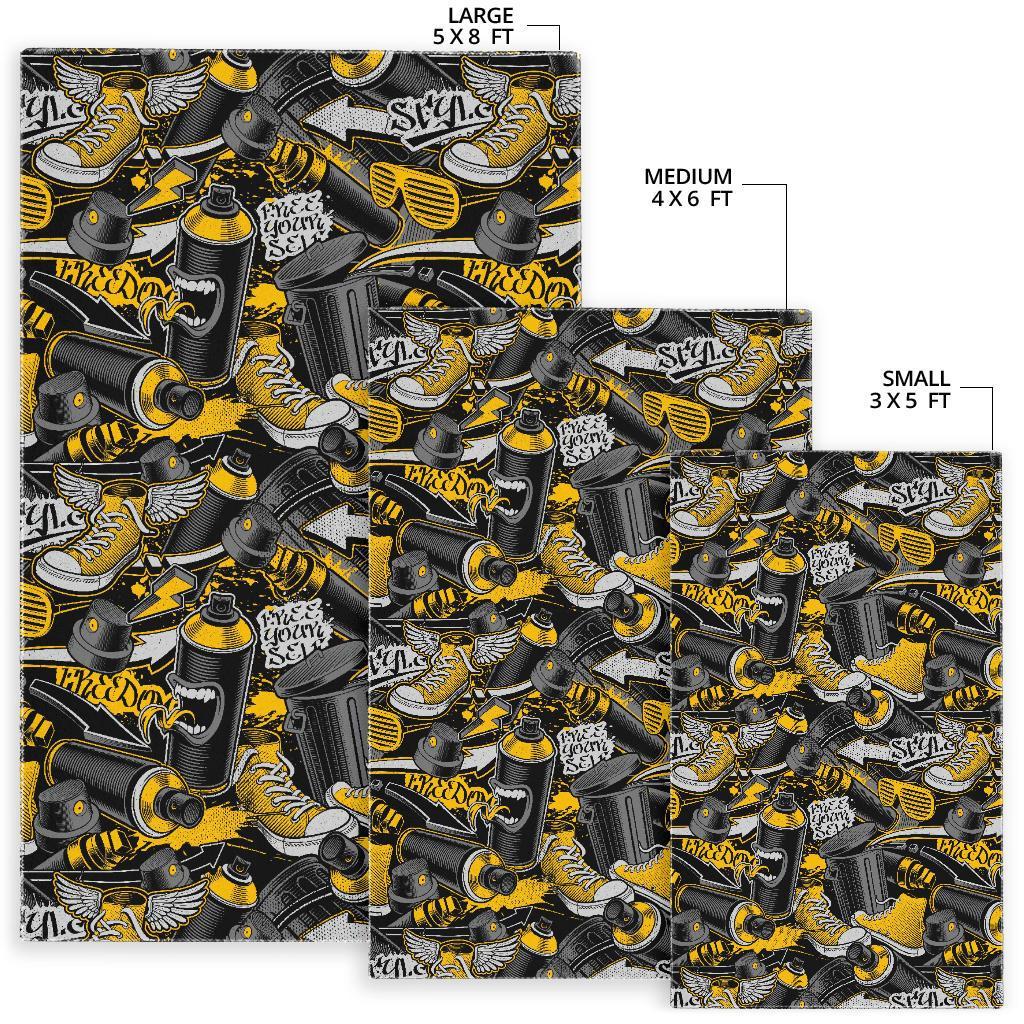 Graffiti Spray Pattern Print Floor Mat-grizzshop