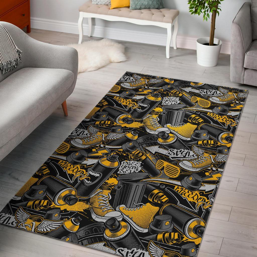 Graffiti Spray Pattern Print Floor Mat-grizzshop