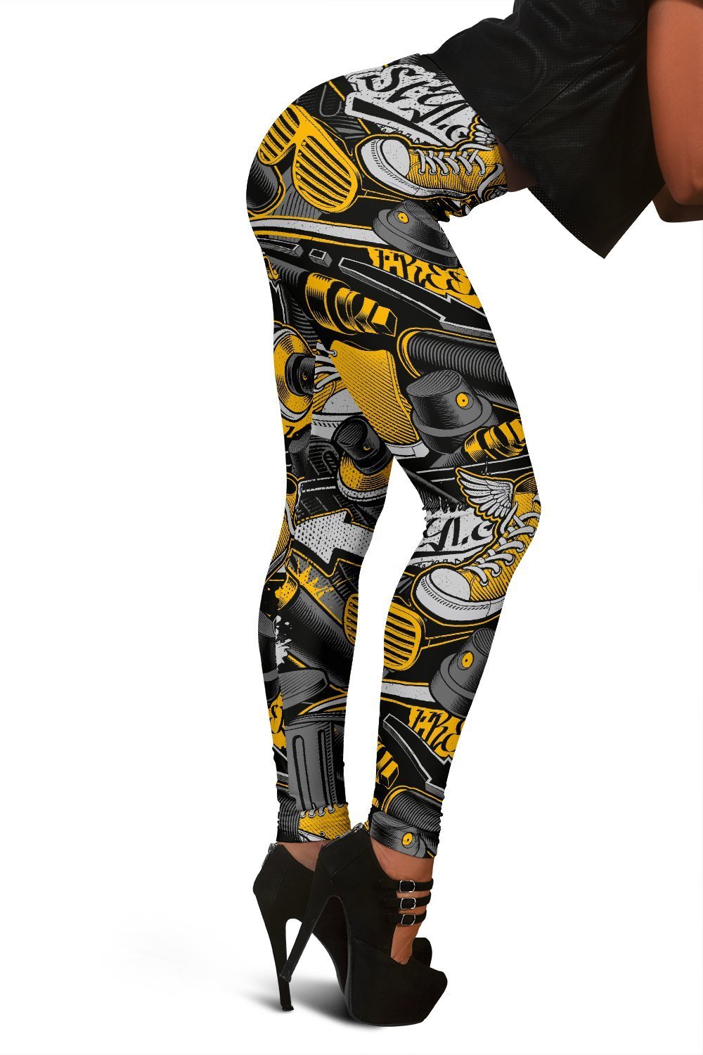 Graffiti Spray Pattern Print Women Leggings-grizzshop