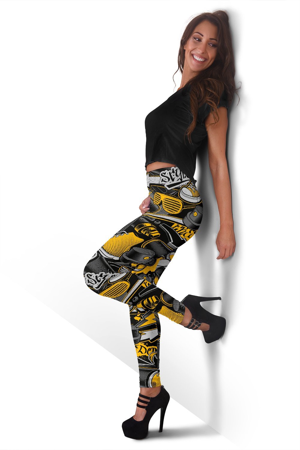 Graffiti Spray Pattern Print Women Leggings-grizzshop