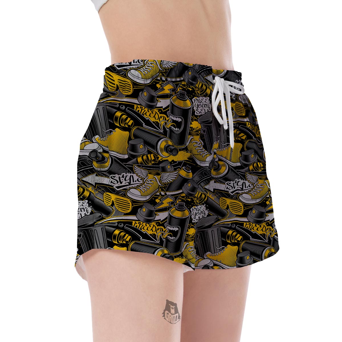 Graffiti Spray Pattern Print Women's Shorts-grizzshop