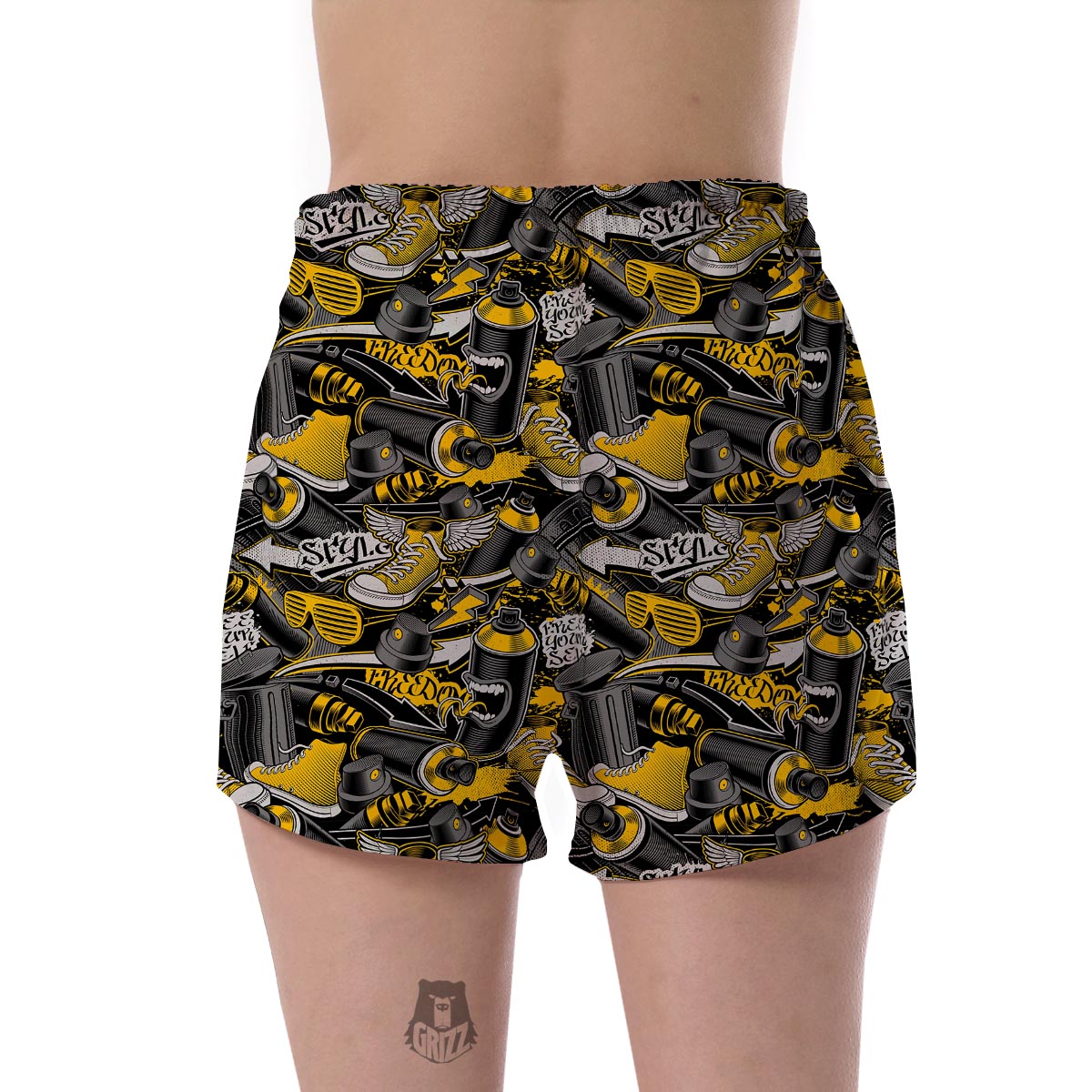 Graffiti Spray Pattern Print Women's Shorts-grizzshop