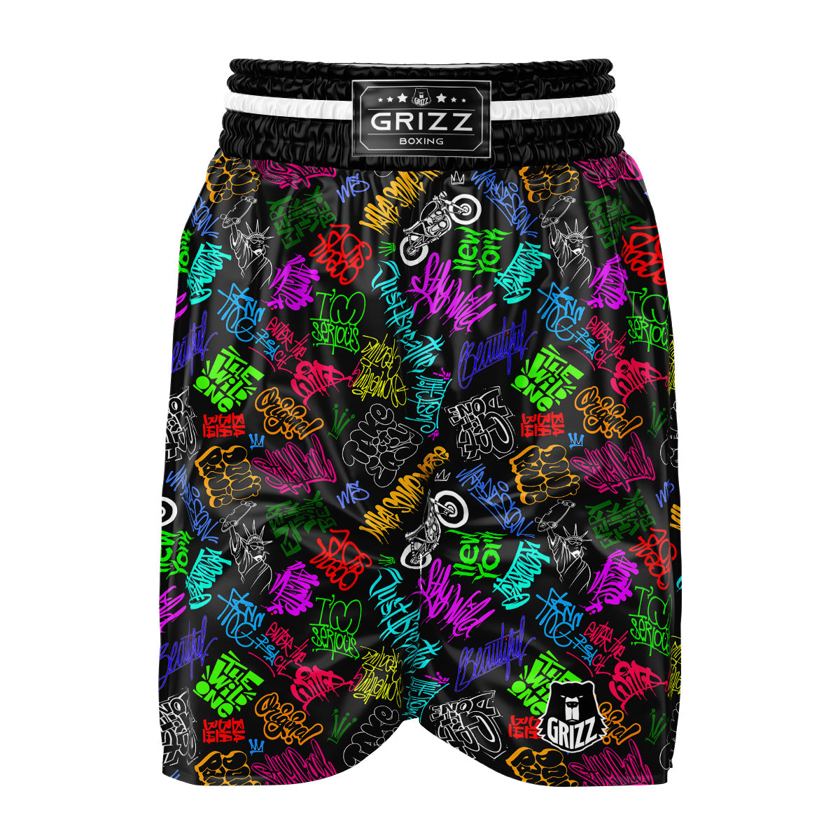 Graffiti Text Colorful Urban Elements Print Pattern Boxing Shorts-grizzshop