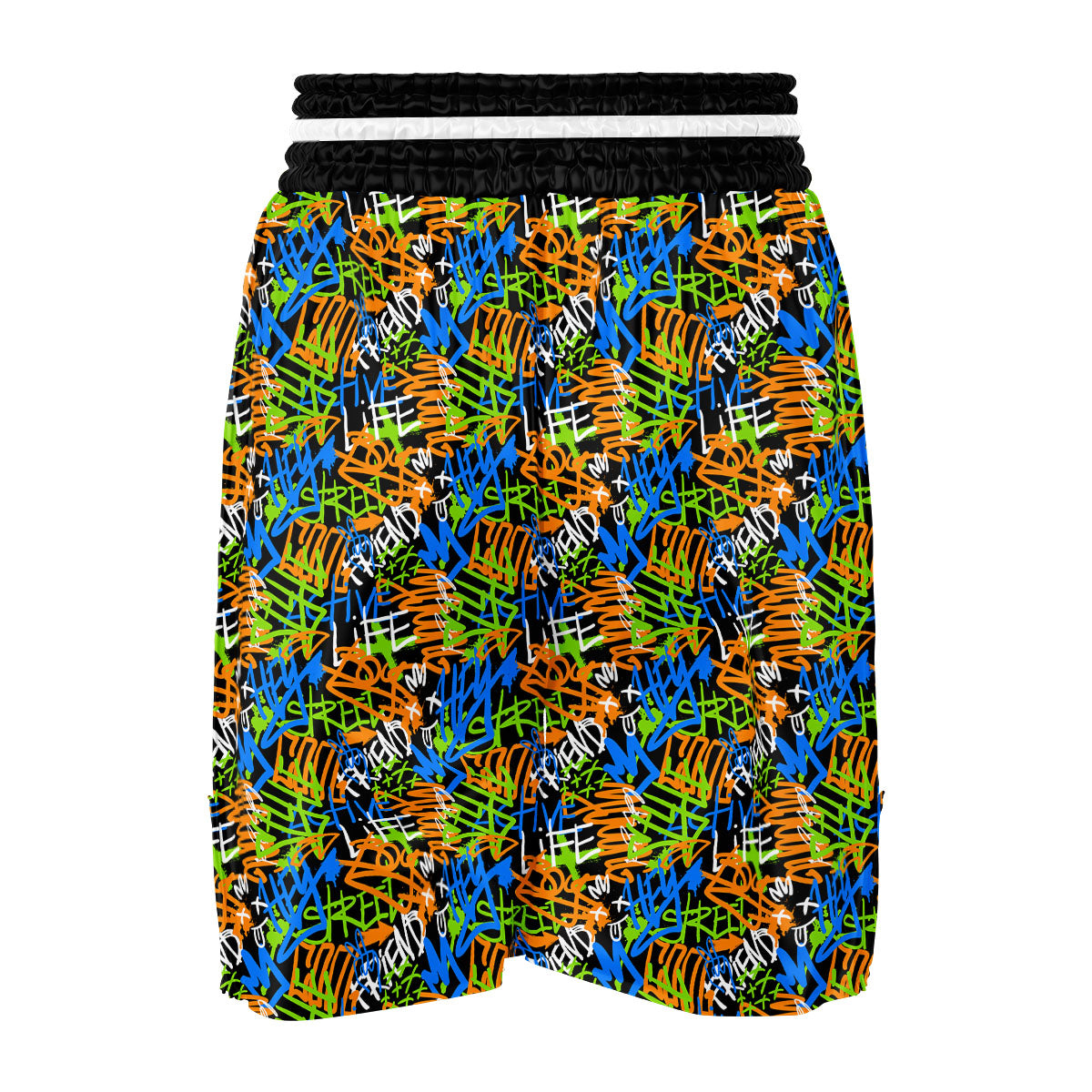 Graffiti Text Print Pattern Boxing Shorts-grizzshop