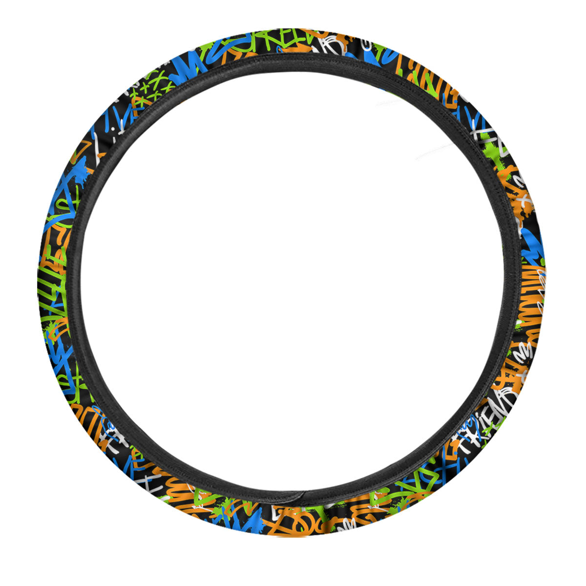 Graffiti Text Print Pattern Car Steering Wheel Cover-grizzshop