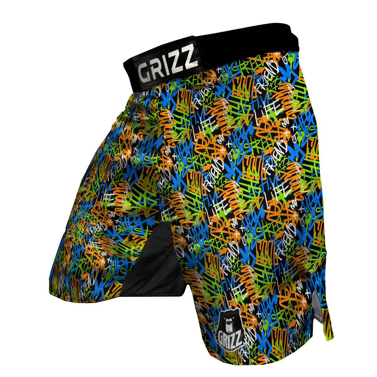 Graffiti Text Print Pattern MMA Shorts-grizzshop