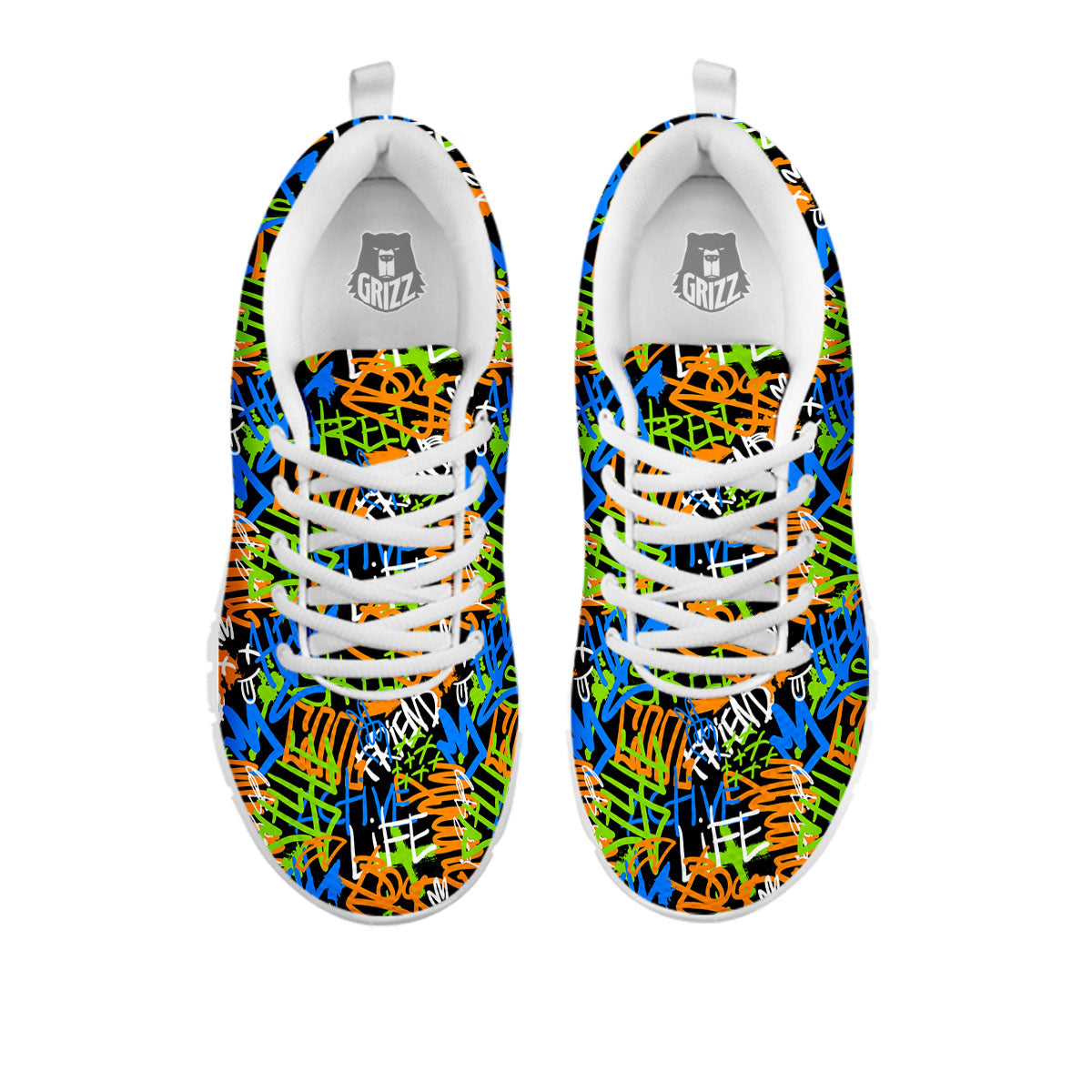 Graffiti Text Print Pattern White Sneaker-grizzshop