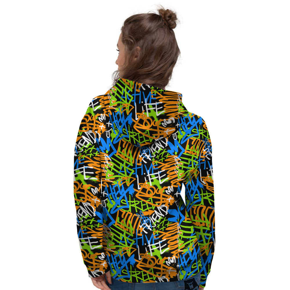 Graffiti Text Print Pattern Women's Hoodie-grizzshop