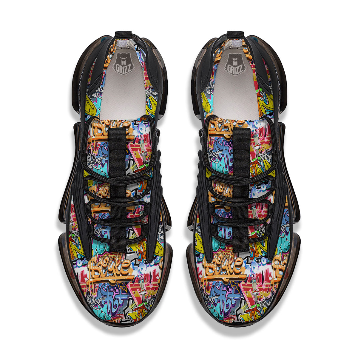 Graffiti Wall Print Black Gym Shoes-grizzshop