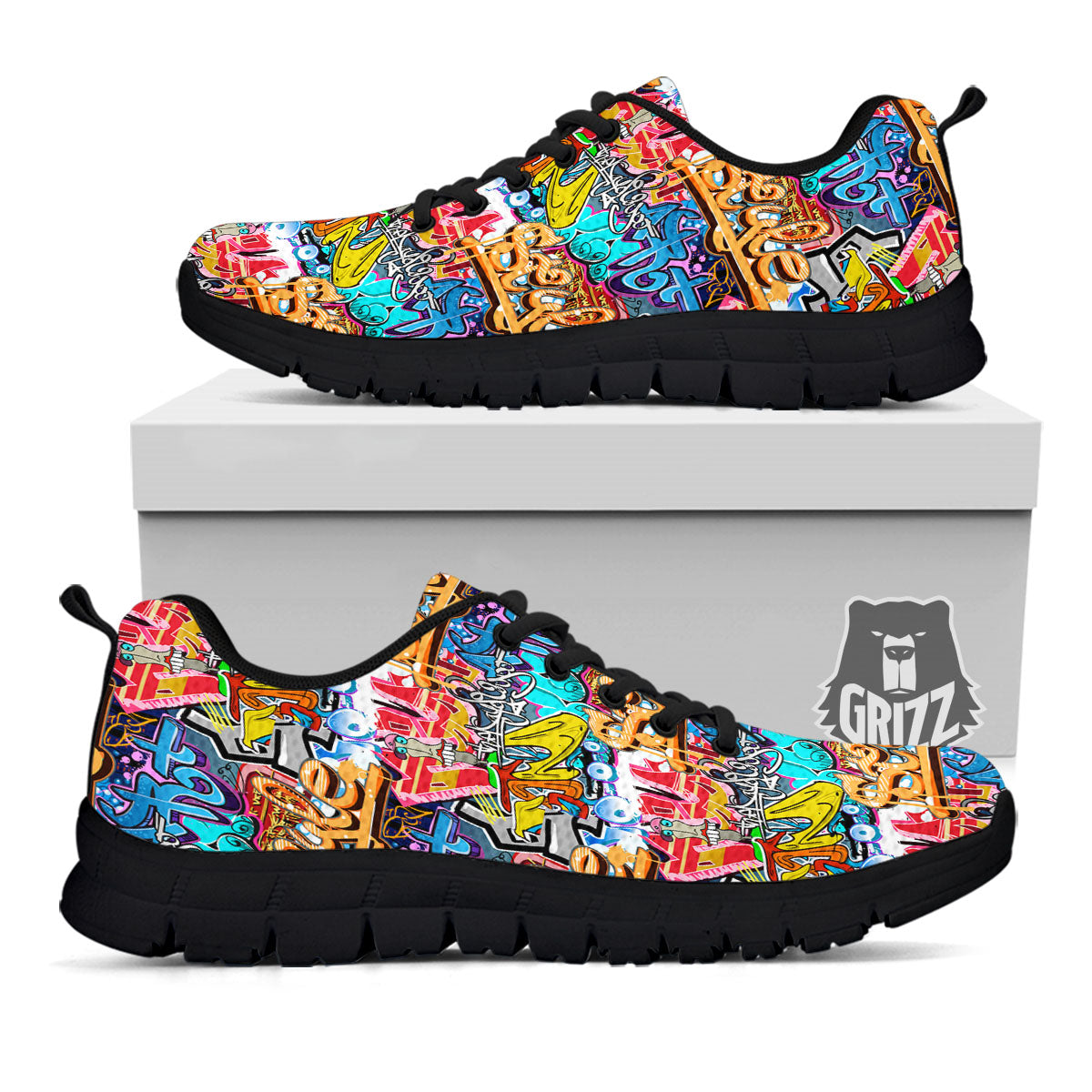 Graffiti Wall Print Black Sneaker-grizzshop