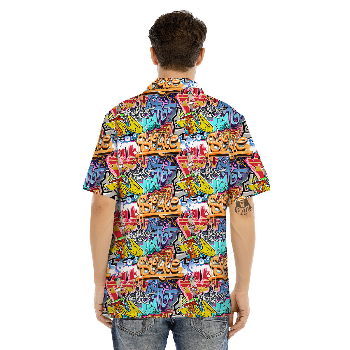 Graffiti Wall Print Men's Hawaiian Shirt-grizzshop