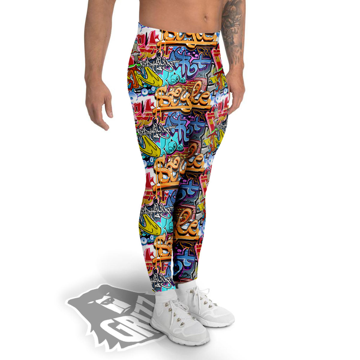Graffiti Wall Print Men's Leggings-grizzshop