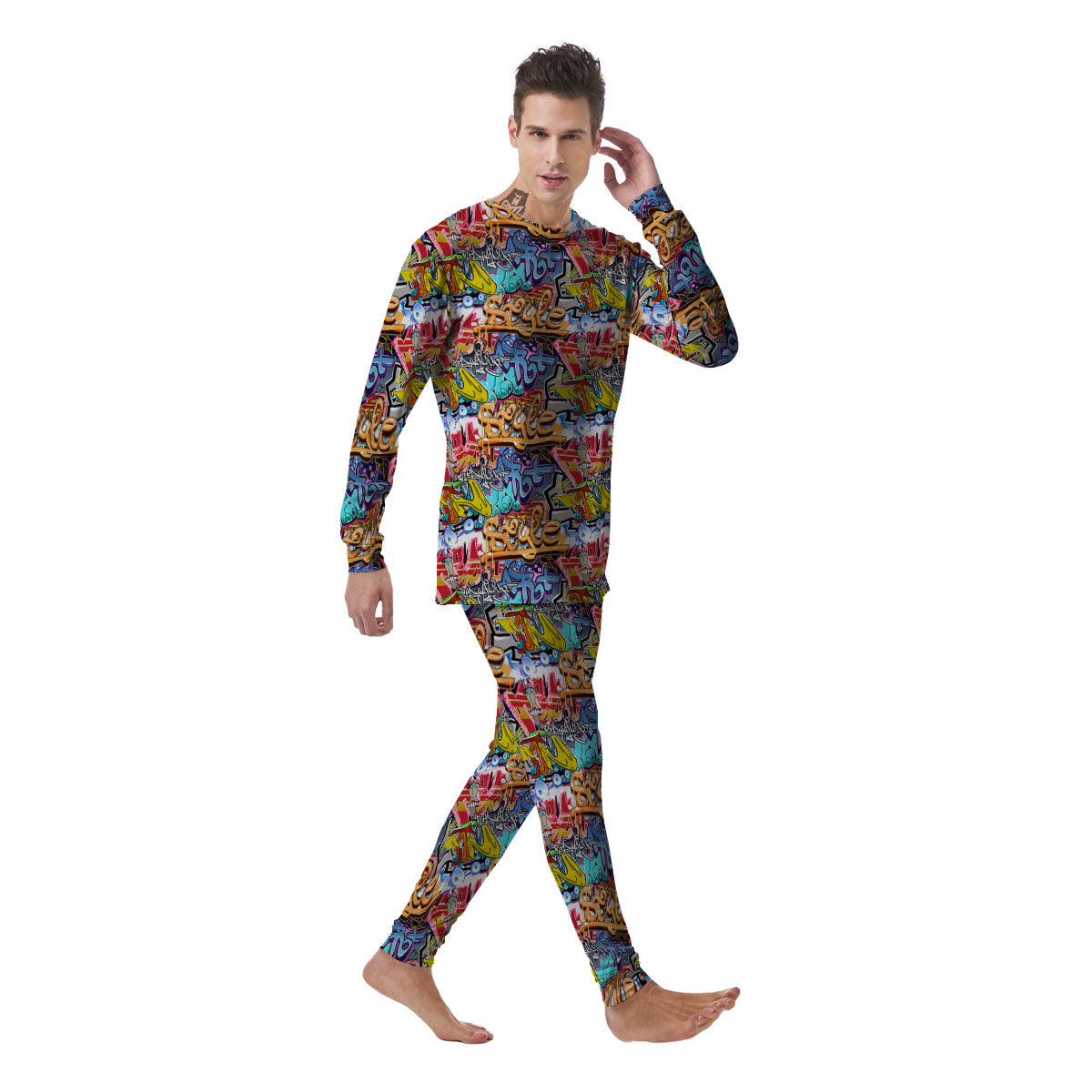 Graffiti Wall Print Men's Pajamas-grizzshop