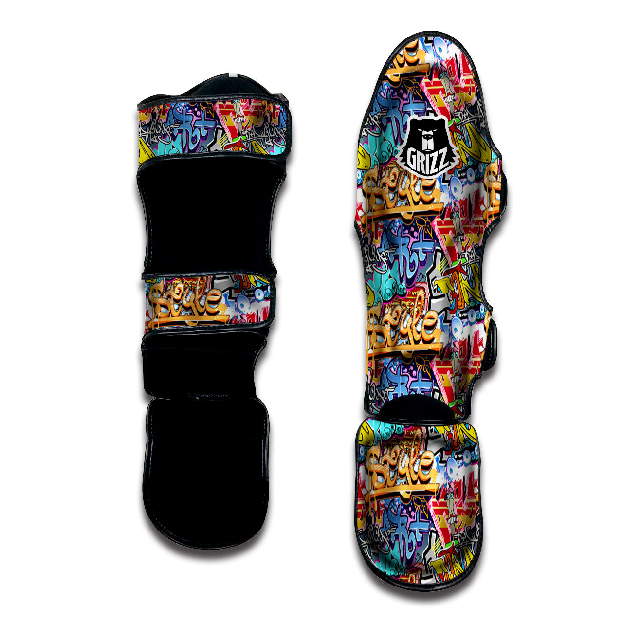 Graffiti Wall Print Muay Thai Shin Guards-grizzshop