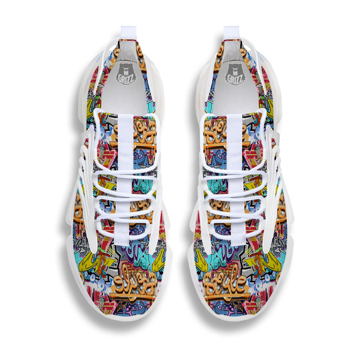 Graffiti Wall Print White Gym Shoes-grizzshop