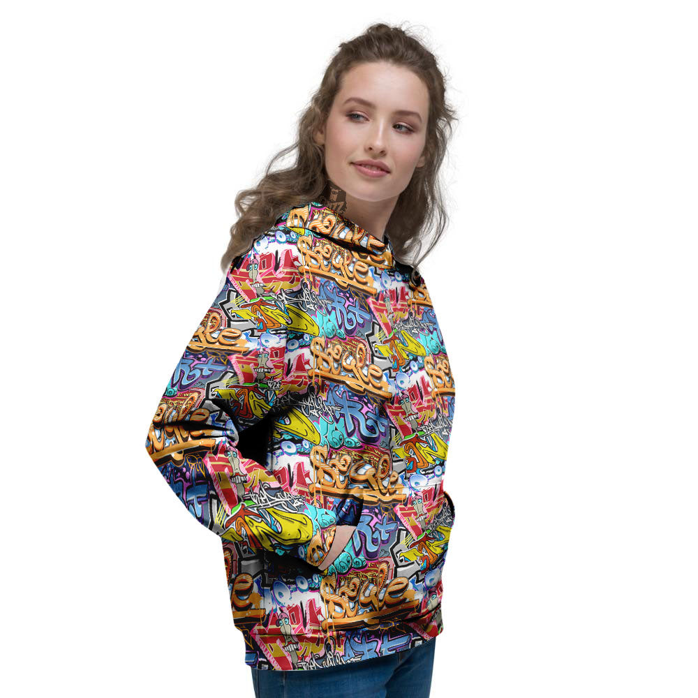 Graffiti Wall Print Women's Hoodie-grizzshop