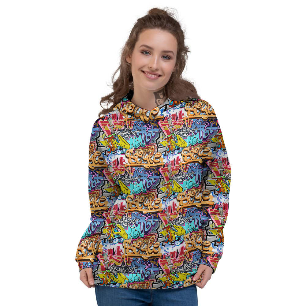 Graffiti Wall Print Women's Hoodie-grizzshop