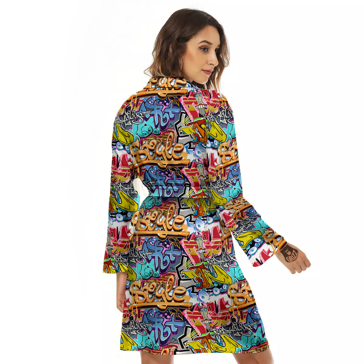 Graffiti Wall Print Women's Robe-grizzshop