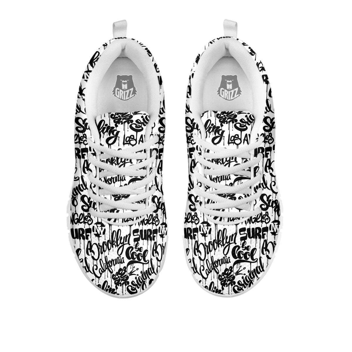 Graffiti White And Black Print Pattern White Sneaker-grizzshop