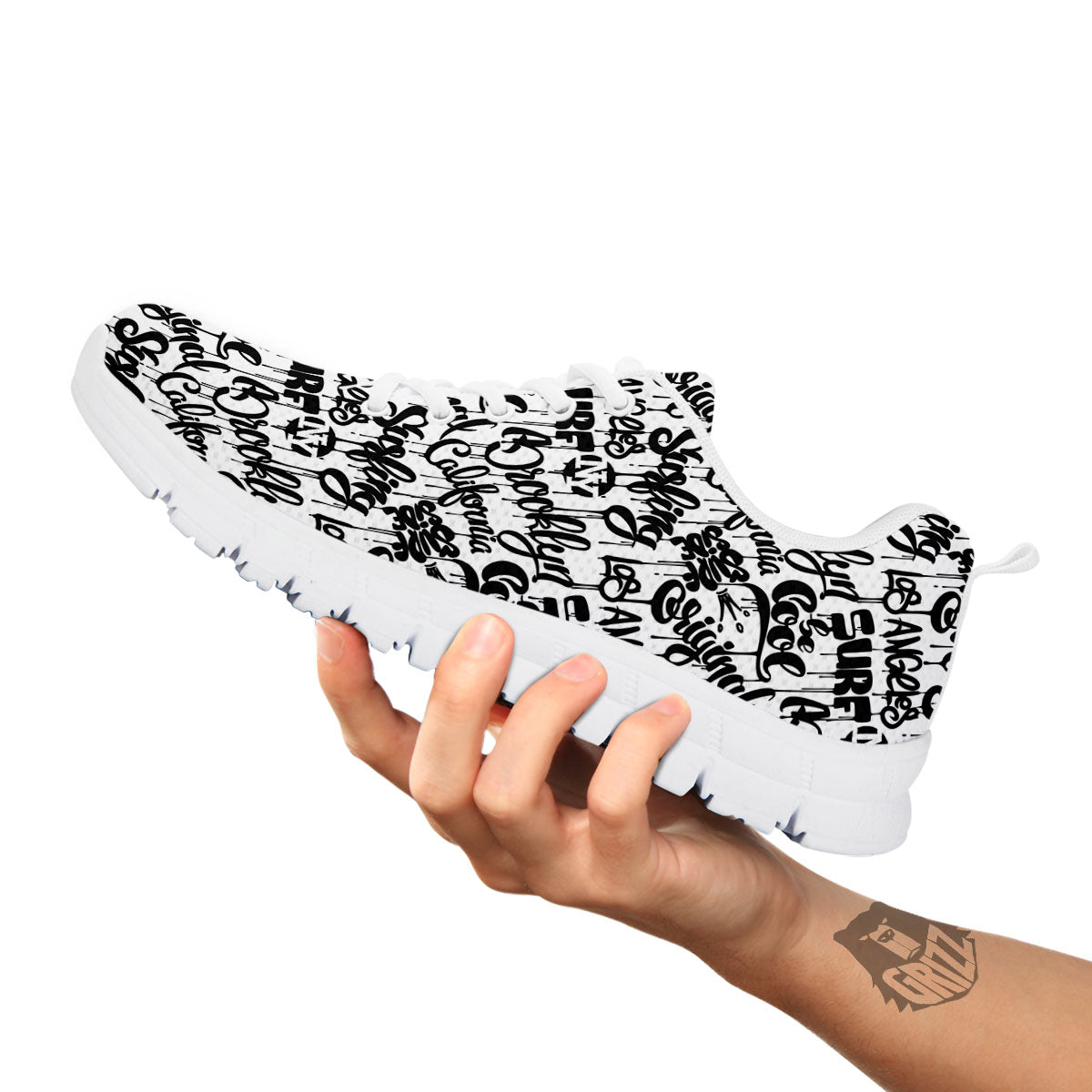 Graffiti White And Black Print Pattern White Sneaker-grizzshop
