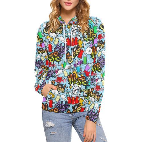 Graffiti Pattern Print Women Pullover Hoodie-grizzshop