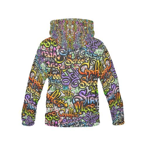 Graffiti Print Pattern Women Pullover Hoodie-grizzshop