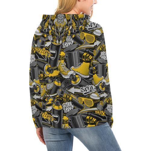 Graffiti Spray Pattern Print Women Pullover Hoodie-grizzshop