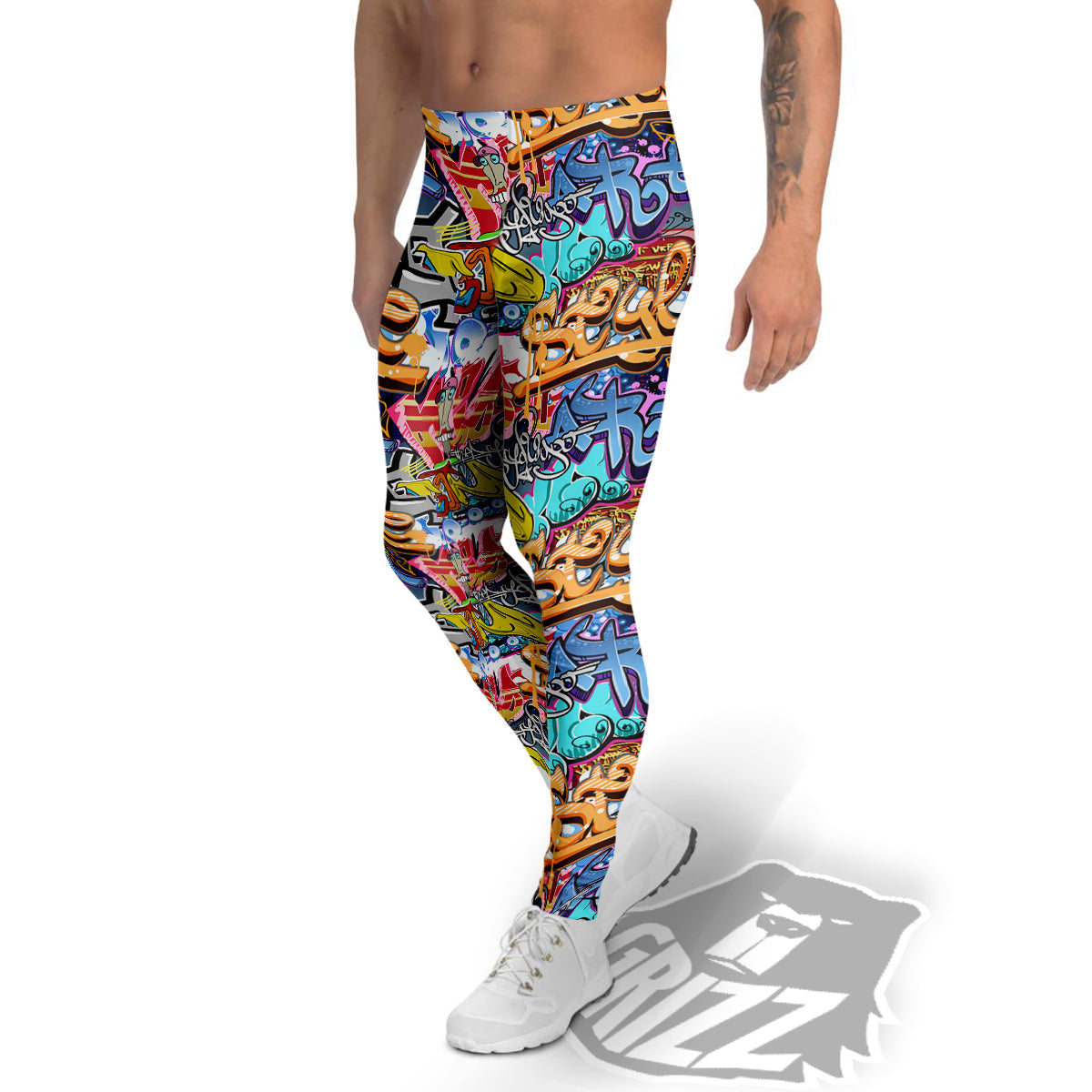 Graffity Street Art Print Pattern Men's Leggings-grizzshop