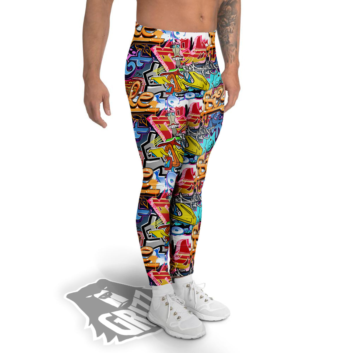 Graffity Street Art Print Pattern Men's Leggings-grizzshop