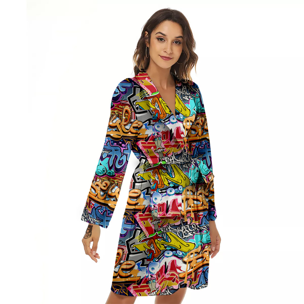 Graffity Street Art Print Pattern Women's Robe-grizzshop